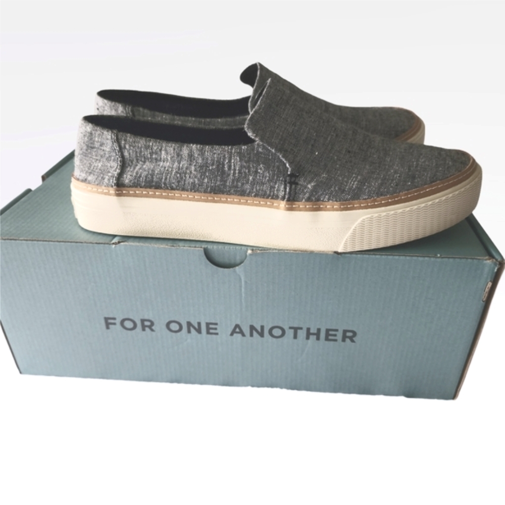 TOMS Gray Sunset Slub Chambray Slip-On Shoes WM 9